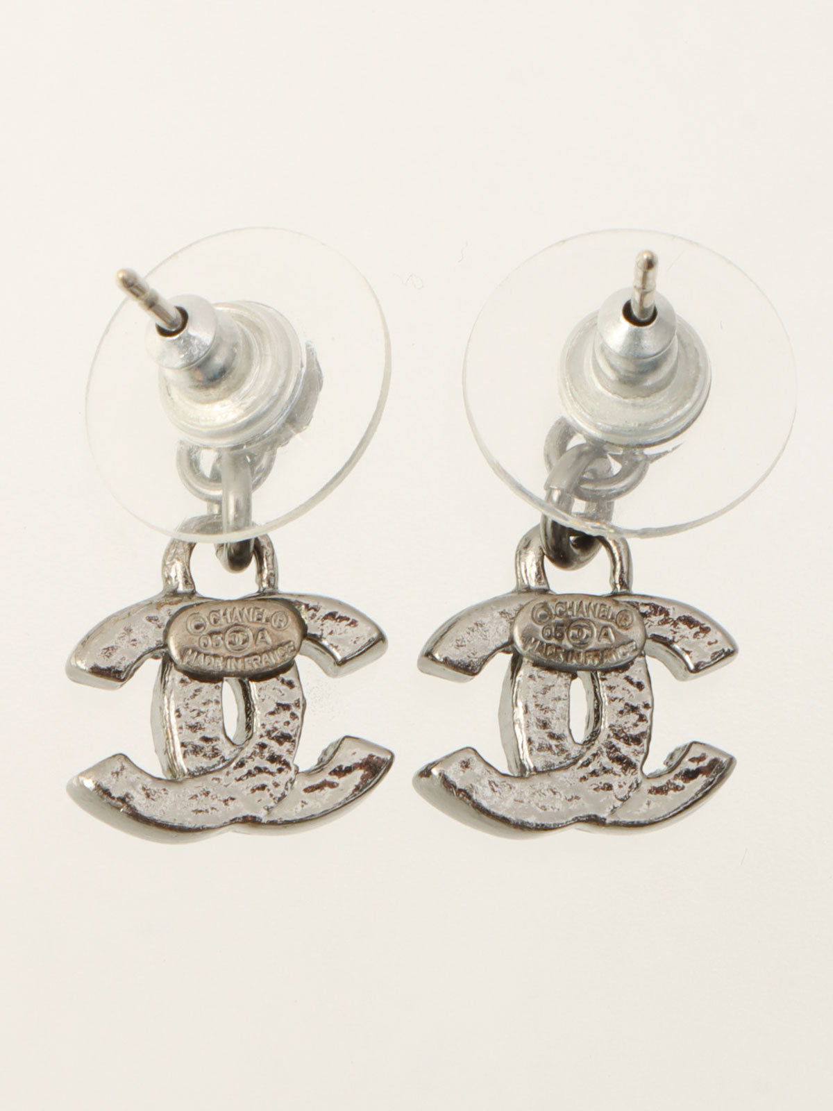 2005 Rhinestone Mini CC Mark Earrings Gunmetal/Multi