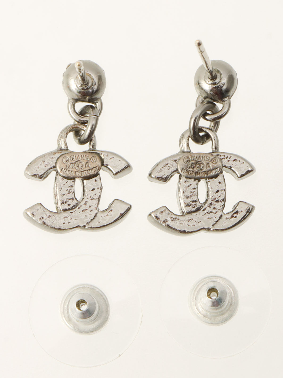 2005 Rhinestone Mini CC Mark Earrings Gunmetal/Multi