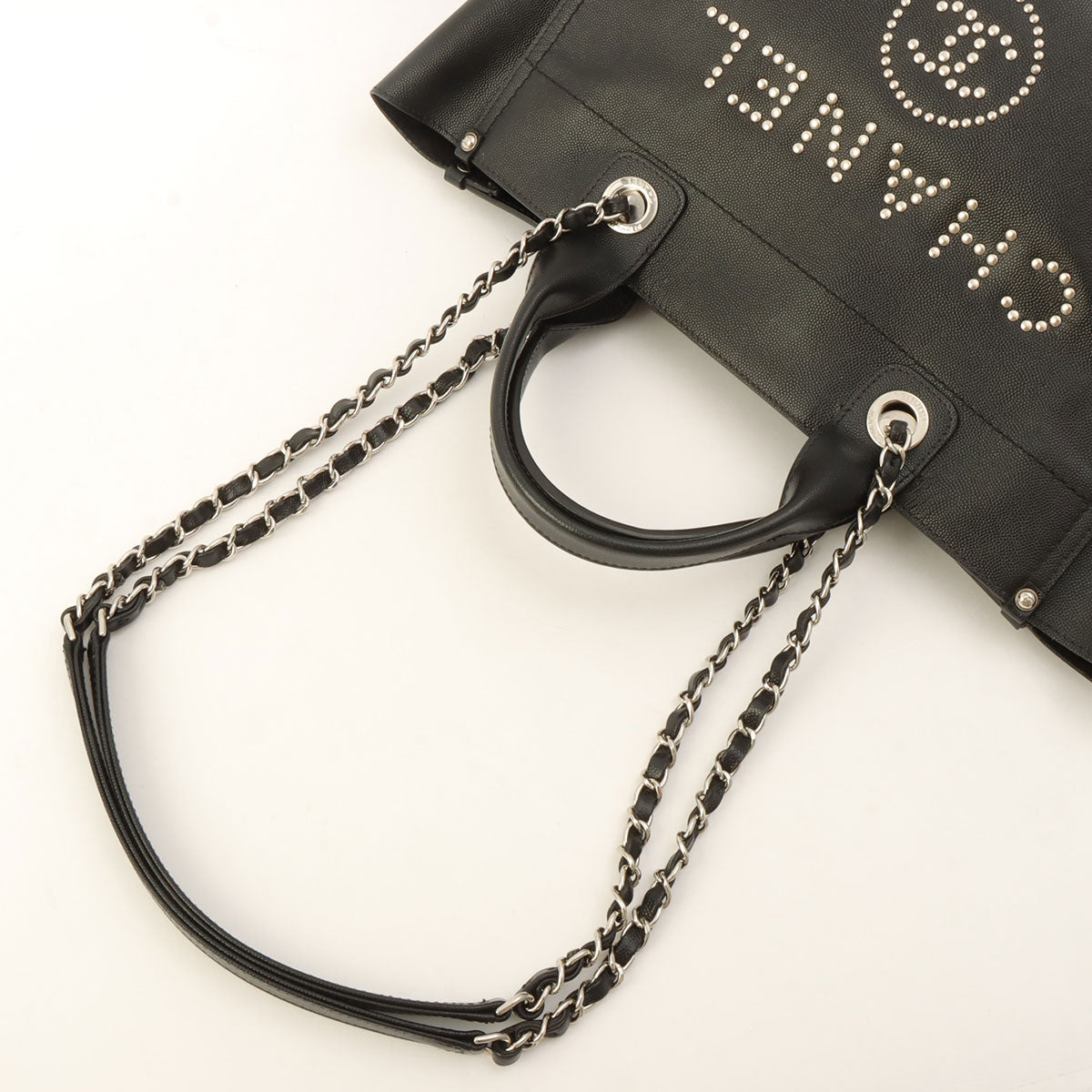 Chanel Deauville 2-Way Tote Bag in Black Caviar Skin, manufactured around 2018