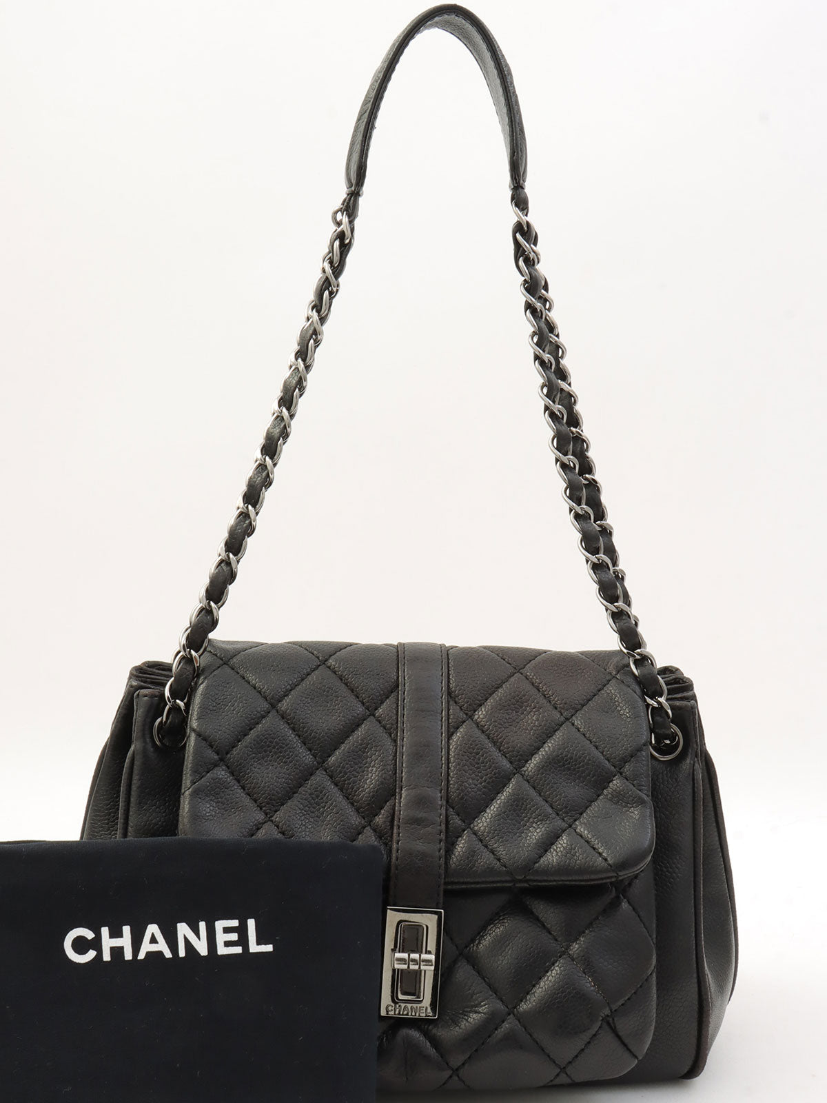 Around 2008 2.55 Chain Shoulder Bag Black