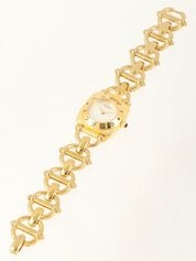 马衔扣腕表，金/白表​​壳