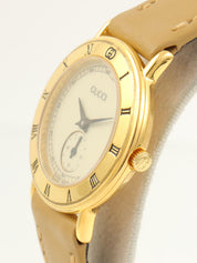 Round Logo Face Watch Gold/Beige
