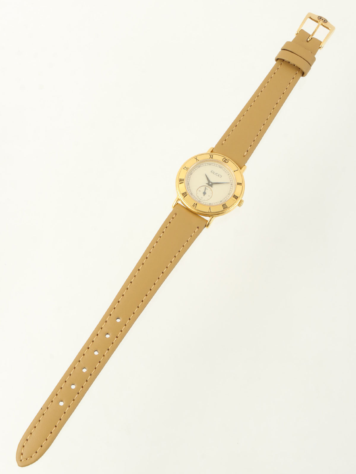 Round Logo Face Watch Gold/Beige