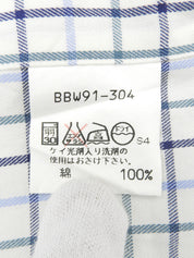 チェックパターンロゴ刺繍長袖シャツ #M ホワイト/ライトブルー