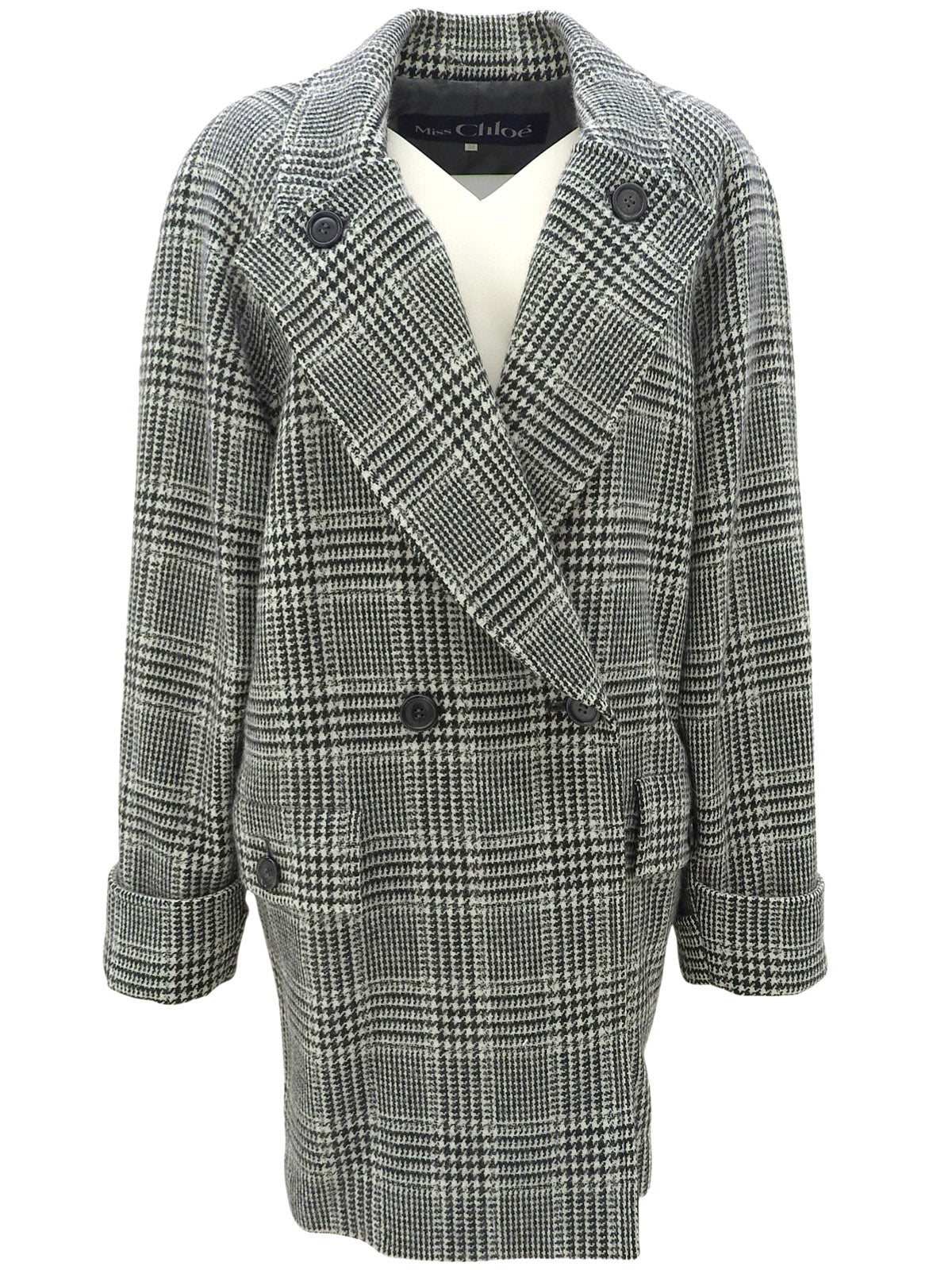 Check Pattern Long Coat #38 White/Black