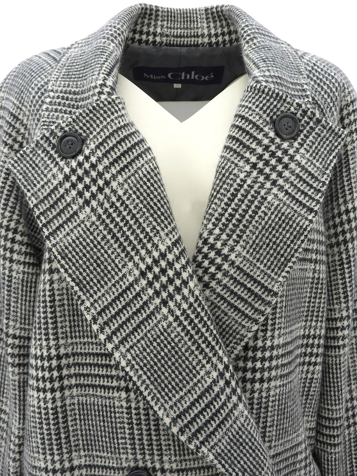 格纹长款外套 白色/黑色#38