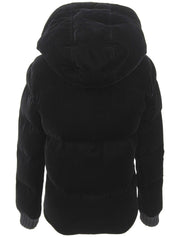 Velour Logo Button-Down Jacket Black