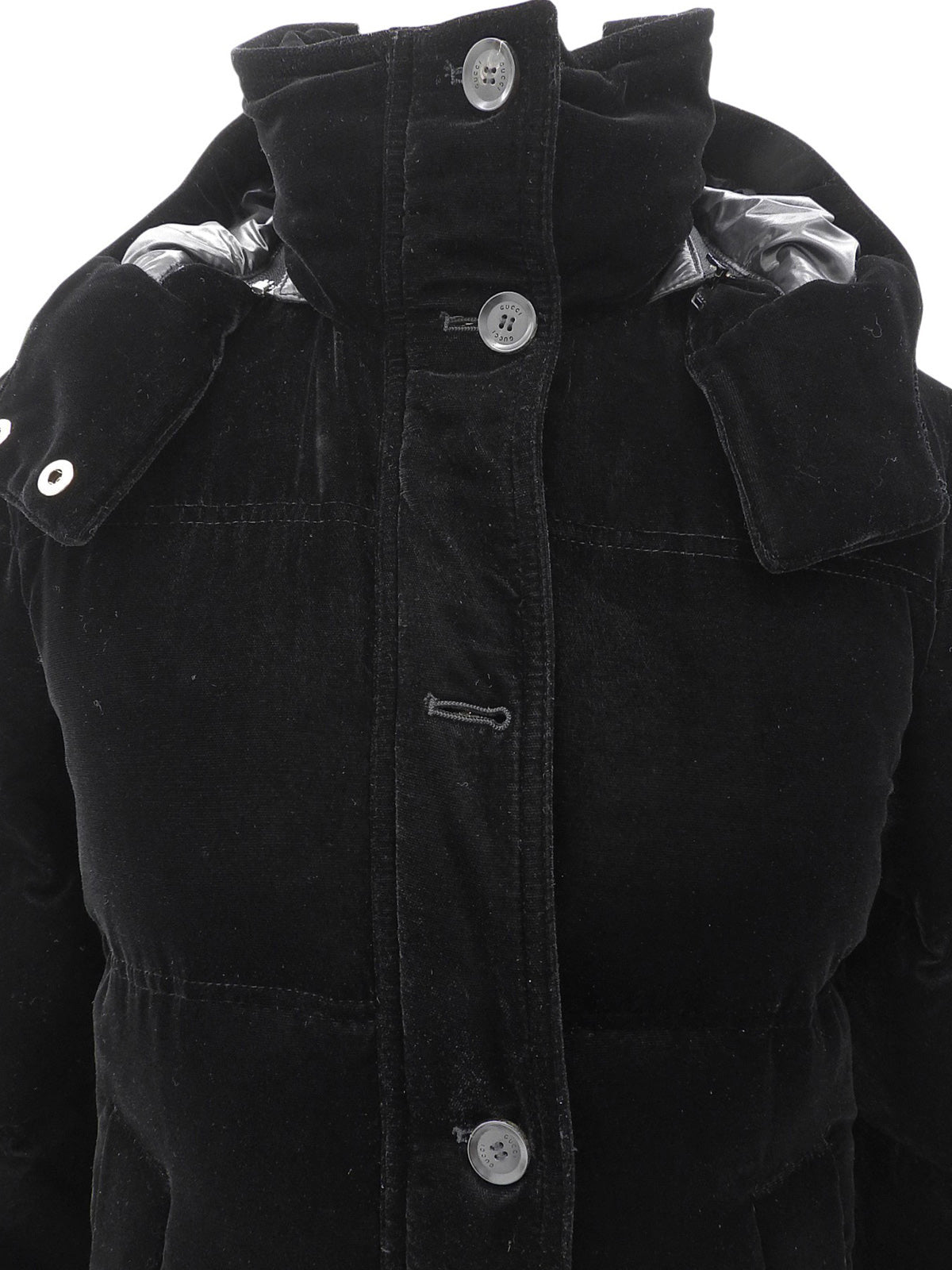 Velour Logo Button-Down Jacket Black