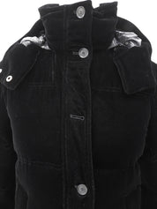 Velour Logo Button-Down Jacket Black