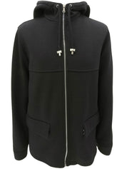 Wool zip-up hoodie, black, size S
