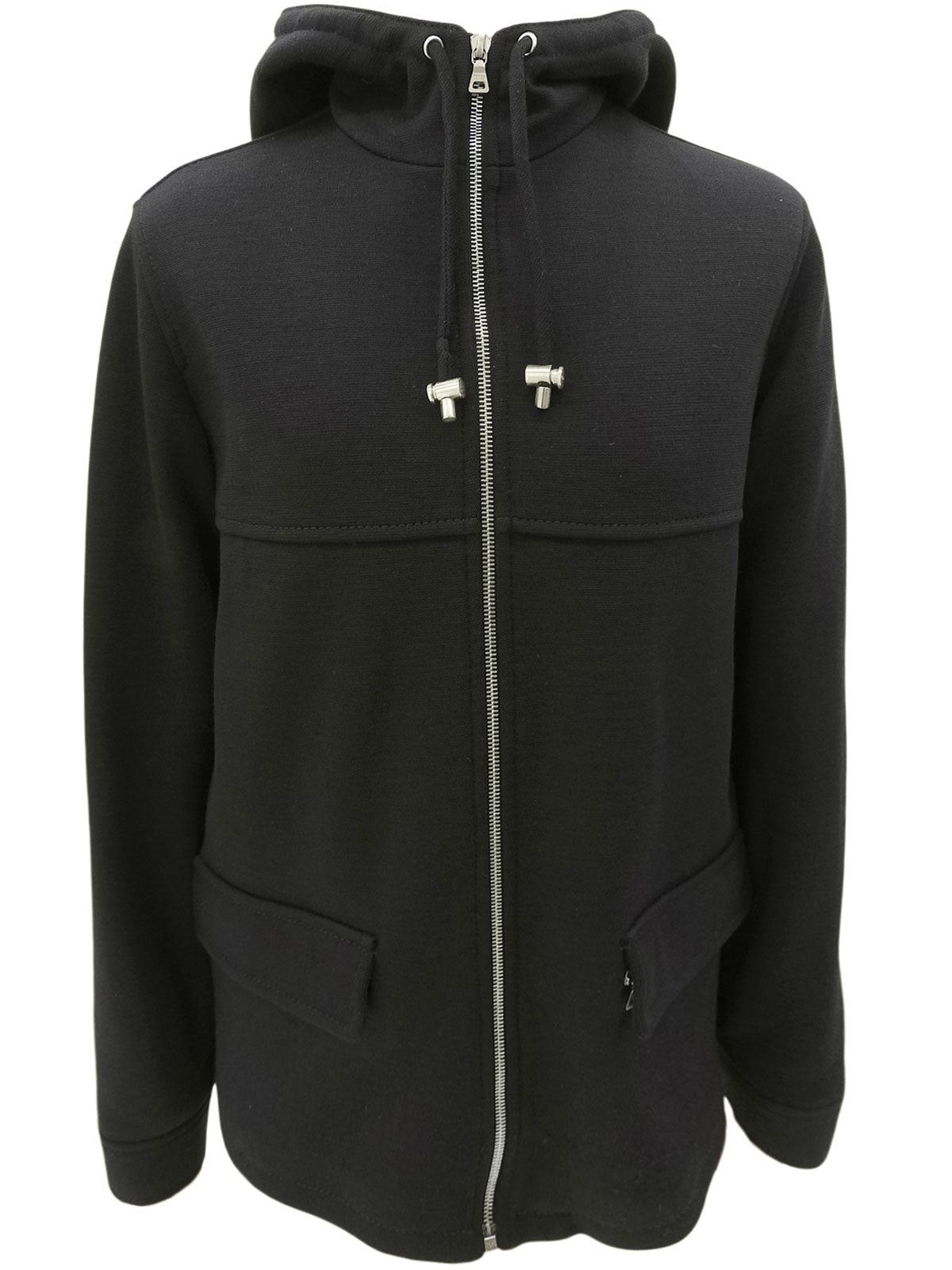 Wool zip-up hoodie #S Black