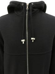 Wool zip-up hoodie, black, size S