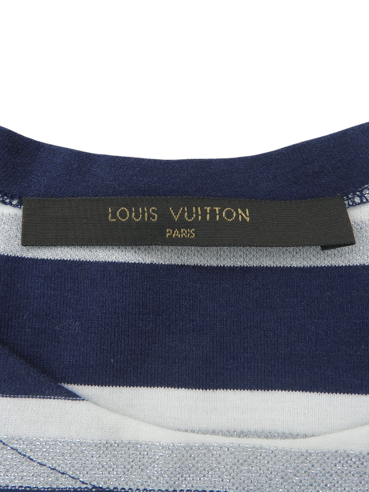 ロゴボーダーパターン半袖シャツ #M ネイビー/ホワイト