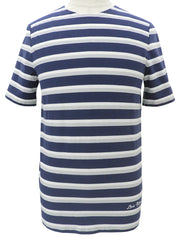 ロゴボーダーパターン半袖シャツ #M ネイビー/ホワイト