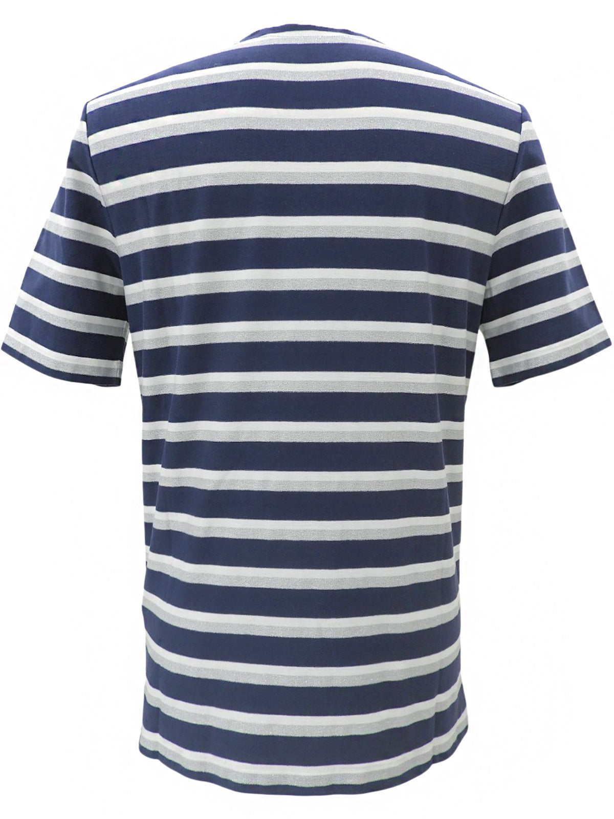 ロゴボーダーパターン半袖シャツ #M ネイビー/ホワイト