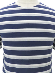 ロゴボーダーパターン半袖シャツ #M ネイビー/ホワイト