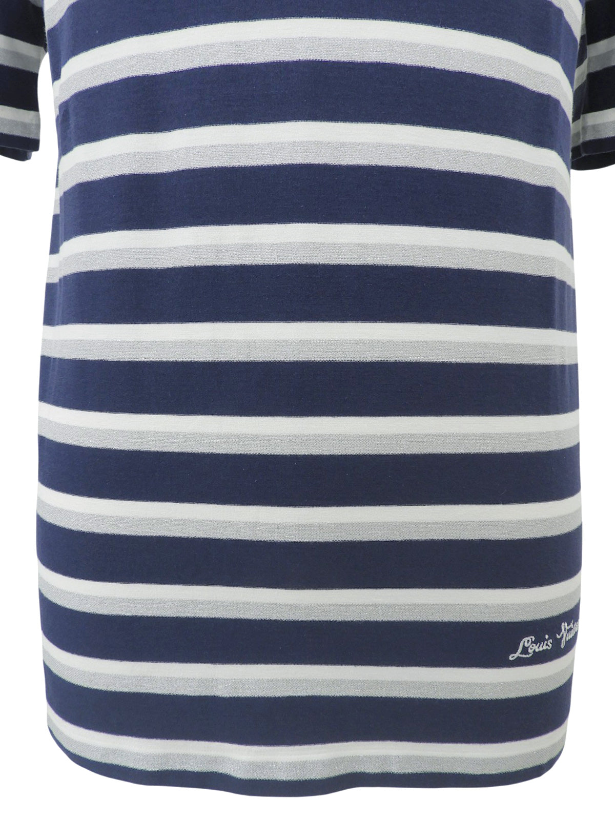 ロゴボーダーパターン半袖シャツ #M ネイビー/ホワイト