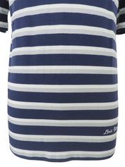 ロゴボーダーパターン半袖シャツ #M ネイビー/ホワイト