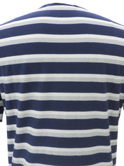 ロゴボーダーパターン半袖シャツ #M ネイビー/ホワイト