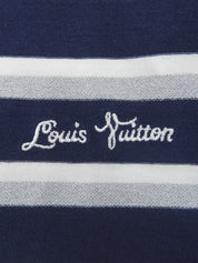 ロゴボーダーパターン半袖シャツ #M ネイビー/ホワイト