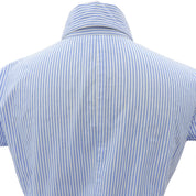 Stripe Pattern Logo Button Ribbon Half-Sleeve Shirt Blue/White