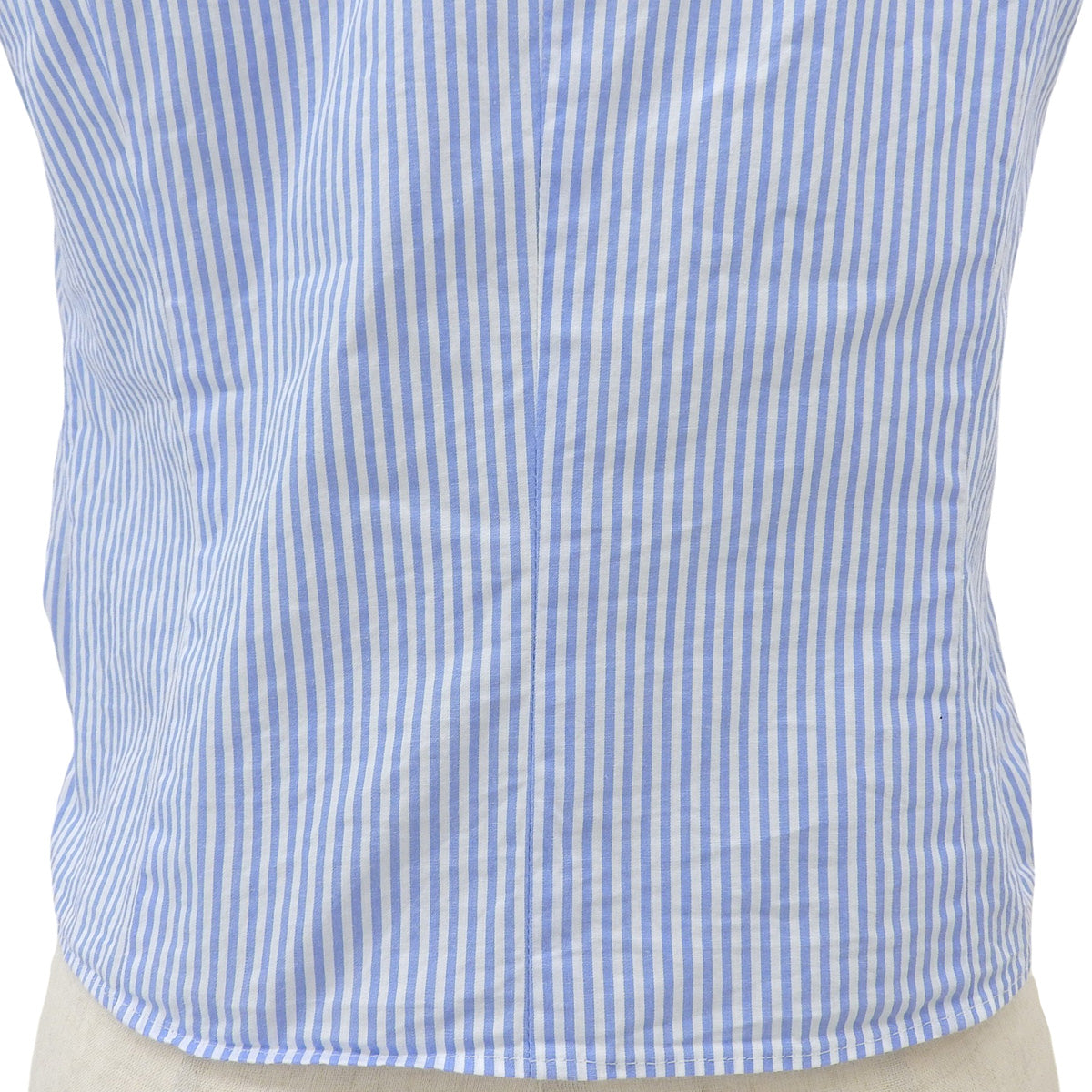 Stripe Pattern Logo Button Ribbon Half-Sleeve Shirt Blue/White
