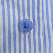 Stripe Pattern Logo Button Ribbon Half-Sleeve Shirt Blue/White