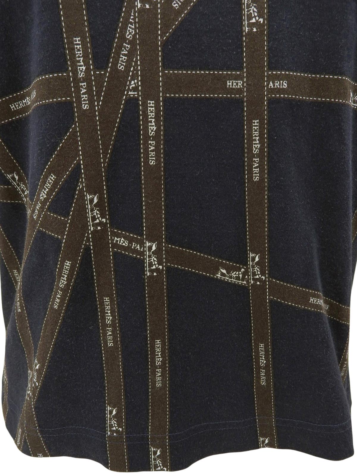 ボルデュックパターン半袖Tシャツ #M ネイビー/ブラウン