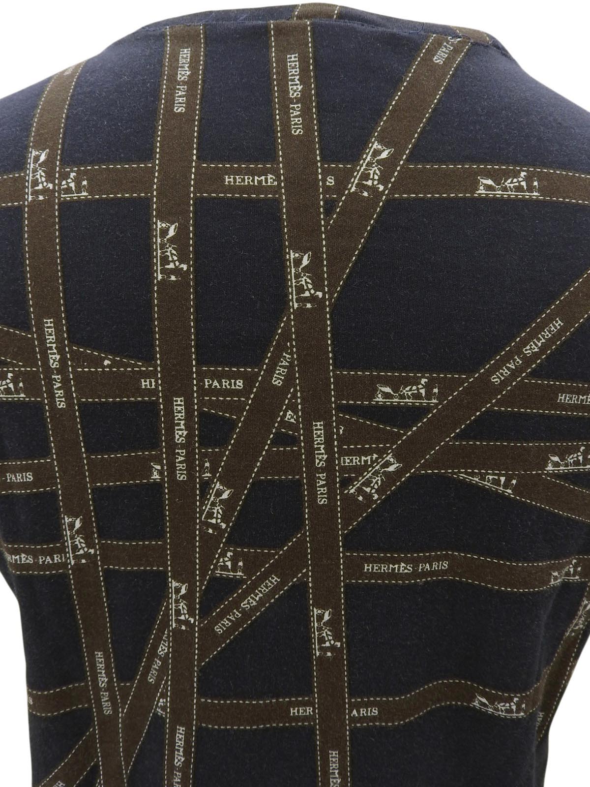 ボルデュックパターン半袖Tシャツ #M ネイビー/ブラウン