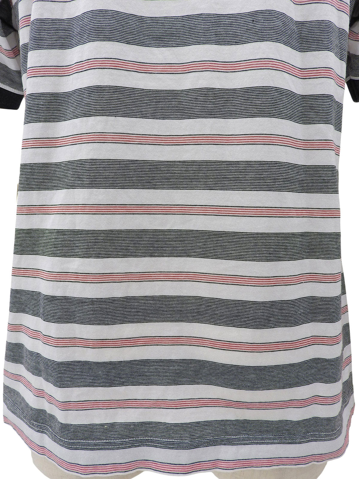 ボーダーロゴ刺繍Tシャツ #M ホワイト/ブラック/レッド