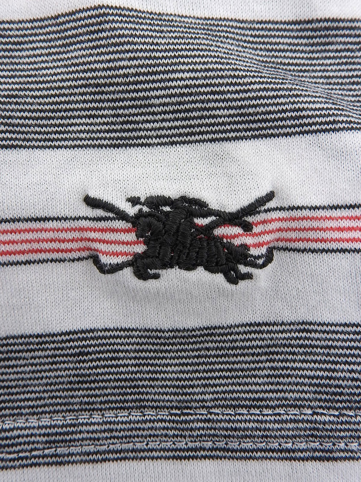 ボーダーロゴ刺繍Tシャツ #M ホワイト/ブラック/レッド