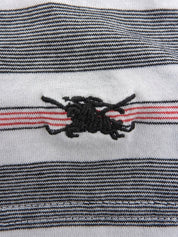 ボーダーロゴ刺繍Tシャツ #M ホワイト/ブラック/レッド