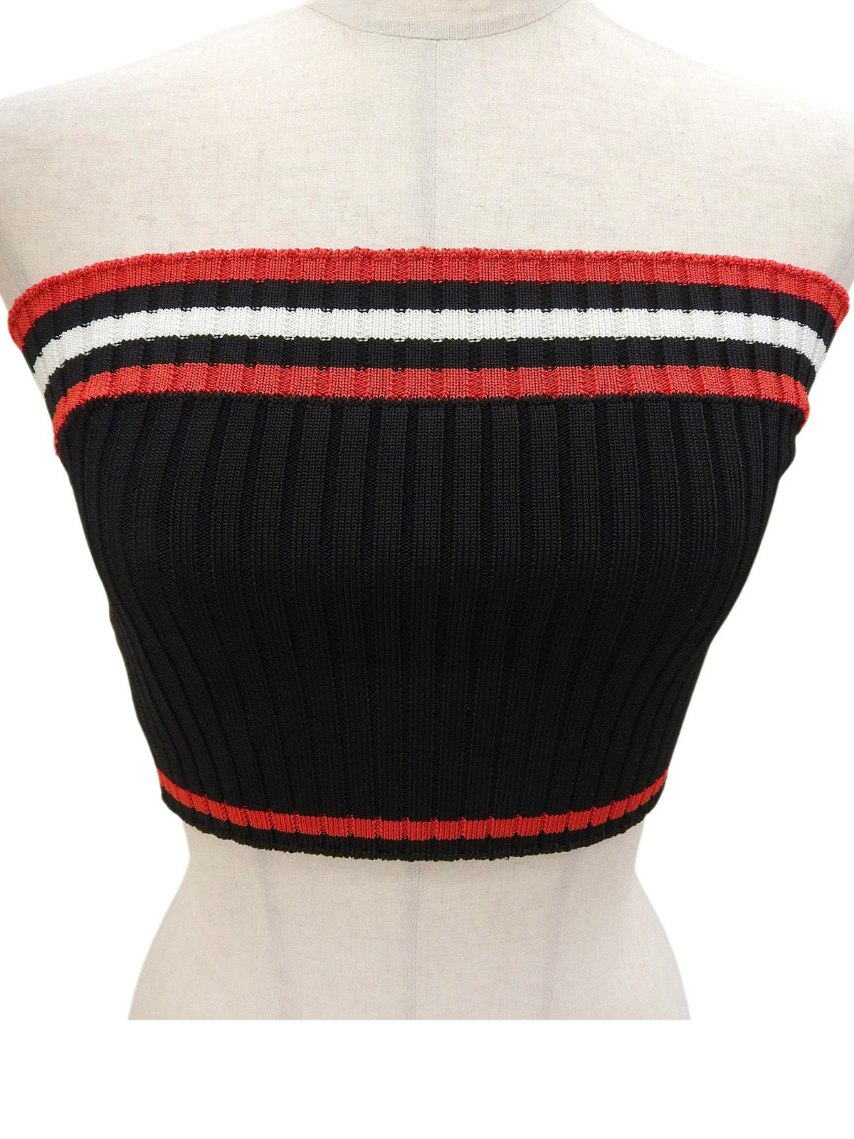 Border Pattern Tube Top Black/Red/White #40