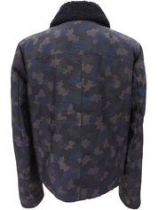 卡其色迷彩图案Logo铭牌夹克