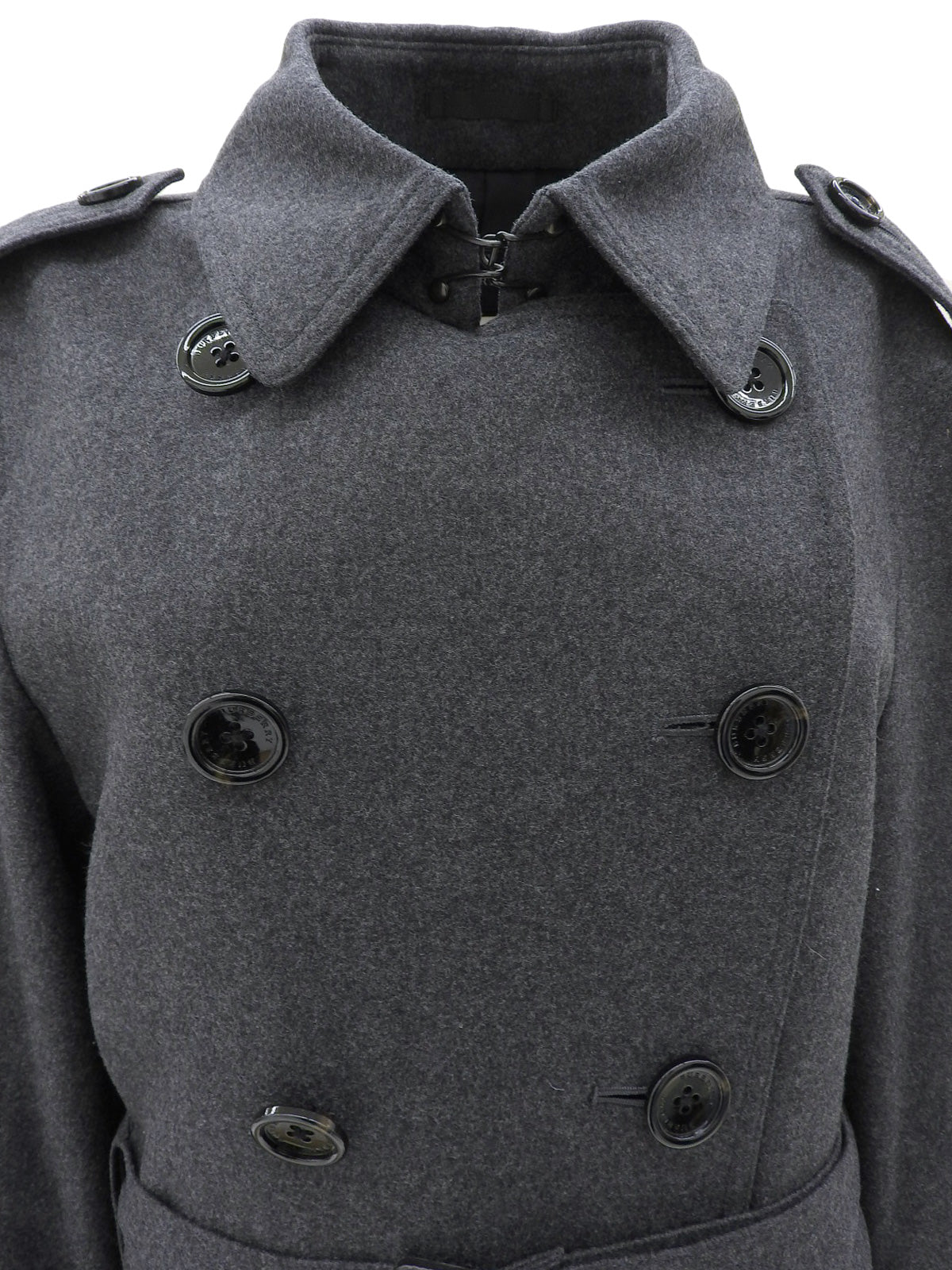 ウールロゴボタントレンチコート チャコールグレー#M