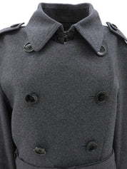 ウールロゴボタントレンチコート チャコールグレー#M