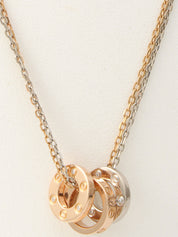 18K 6P Diamond Love Three Hoop Necklace Pink Gold/White Gold