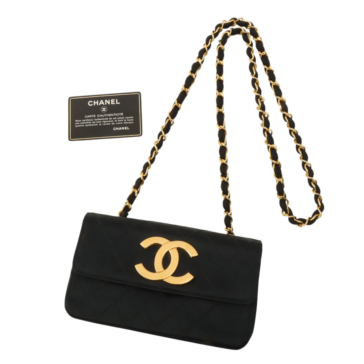 Chanel Bicolor Stitch CC Mark Plate Chain Shoulder Bag, Black, circa 1990