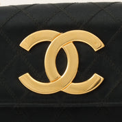 Chanel Bicolor Stitch CC Mark Plate Chain Shoulder Bag, Black, circa 1990