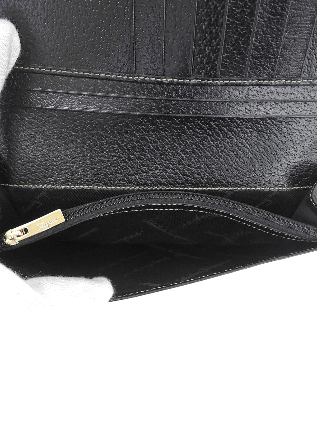 Gancini Plate Long Wallet Black
