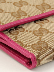 帆布 GG 图案迷你钱包 棕色/粉色