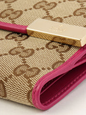 Canvas GG Pattern Compact Wallet Brown/Pink