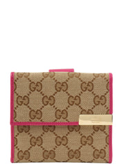 Canvas GG Pattern Compact Wallet Brown/Pink