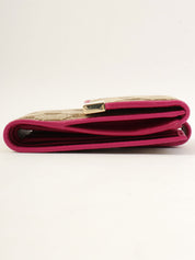 帆布 GG 图案迷你钱包 棕色/粉色