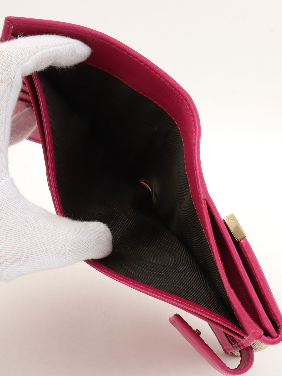 帆布 GG 图案迷你钱包 棕色/粉色