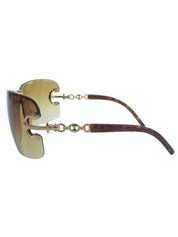 サイドロゴリムレスサングラス ブラウン