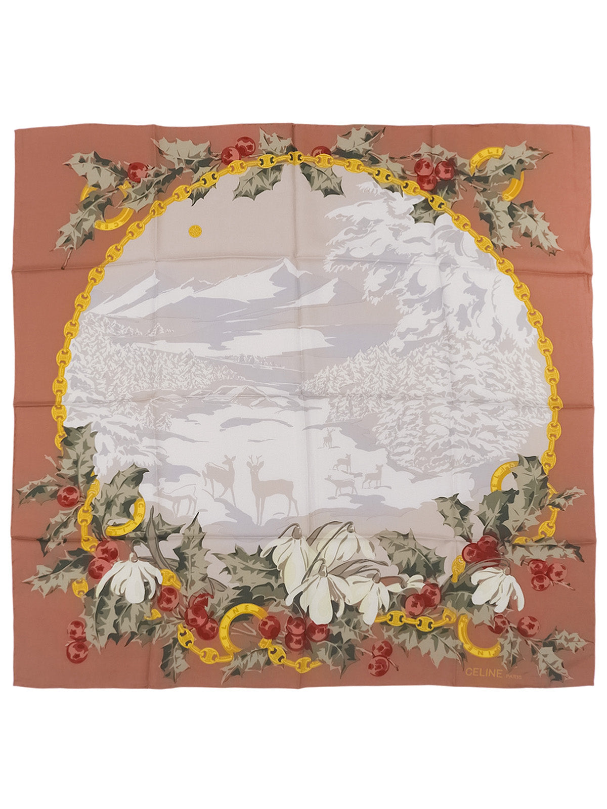 マカダムチェーンデザインスカーフ テラコッタ/マルチ