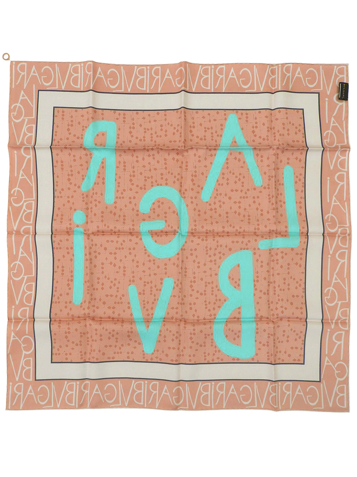 ロゴパターンスカーフ ピンクベージュ/ミントグリーン