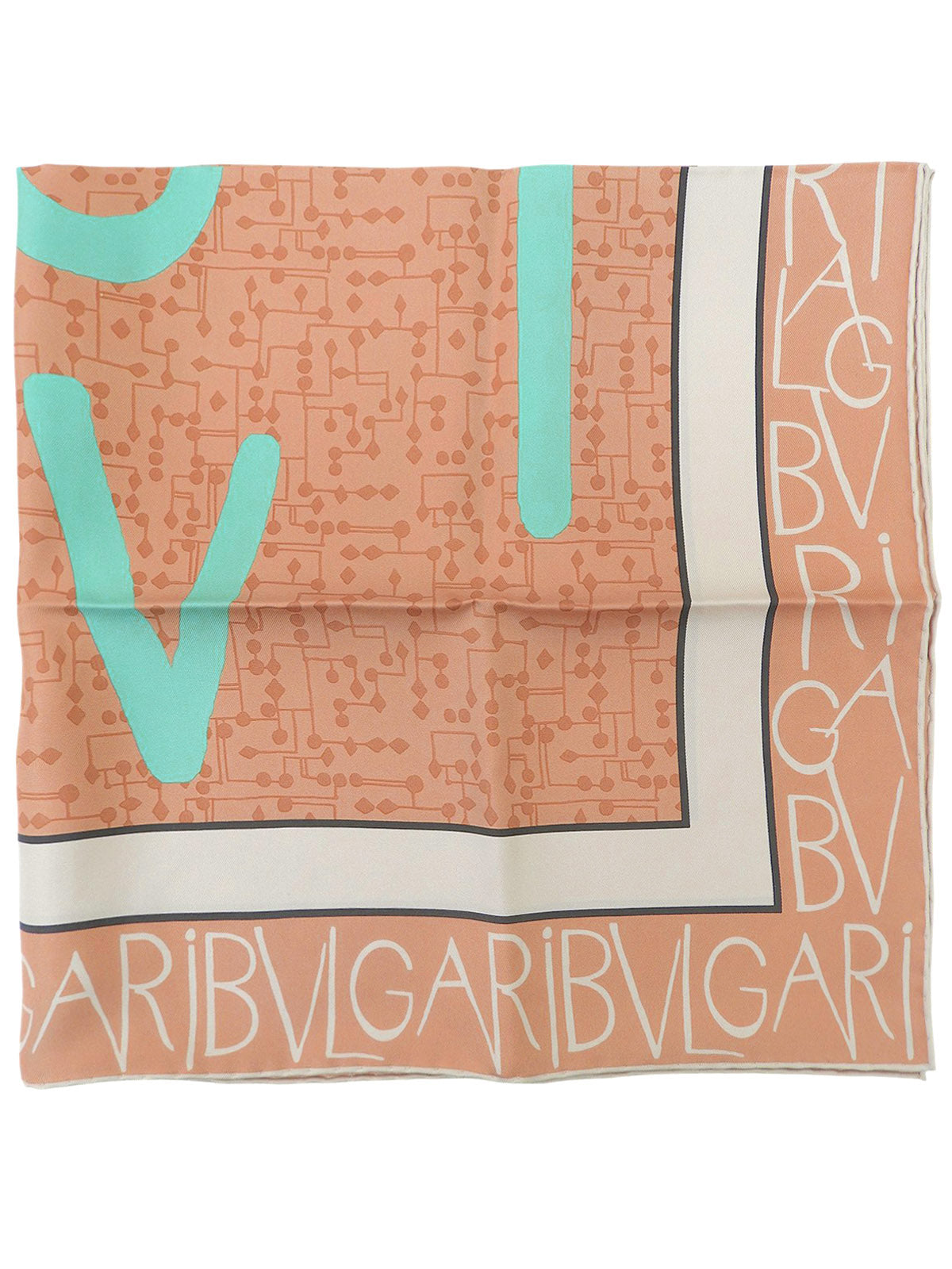 ロゴパターンスカーフ ピンクベージュ/ミントグリーン