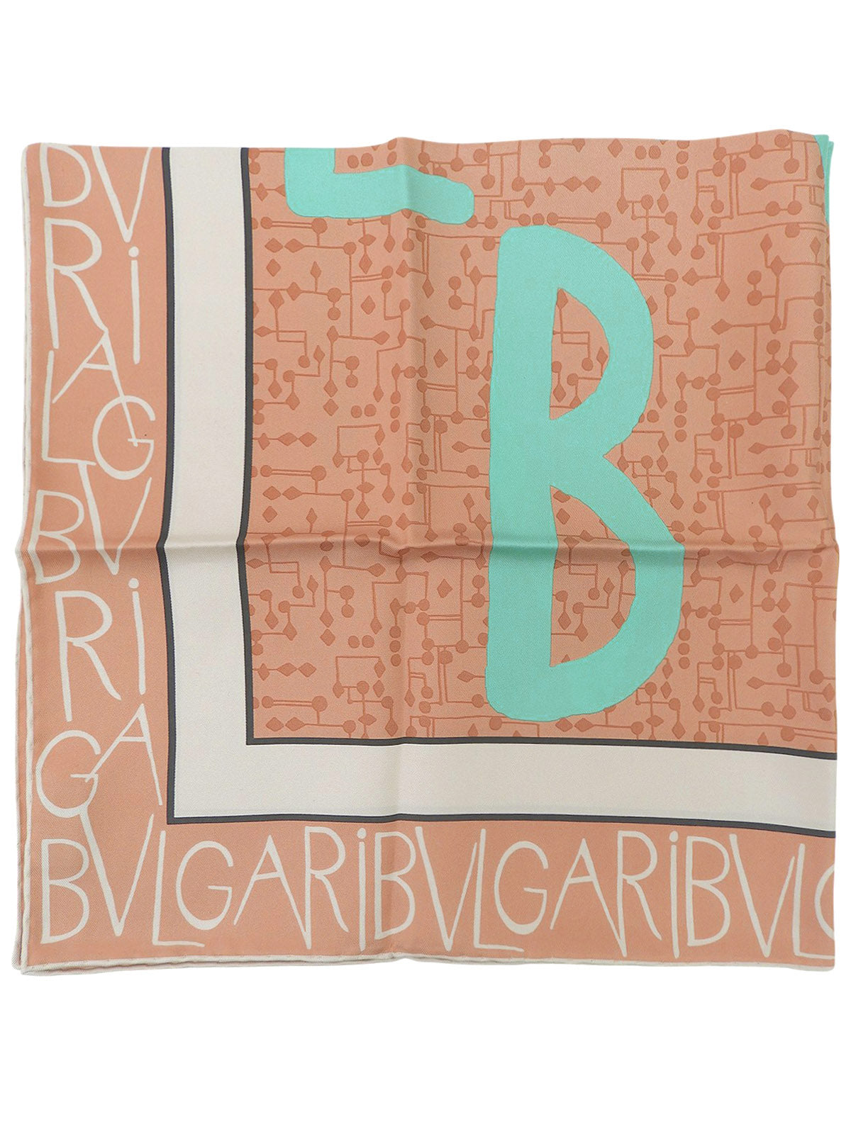 ロゴパターンスカーフ ピンクベージュ/ミントグリーン